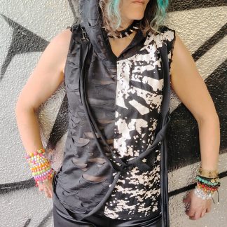 A-Symmetry Hooded Sleeveless Top