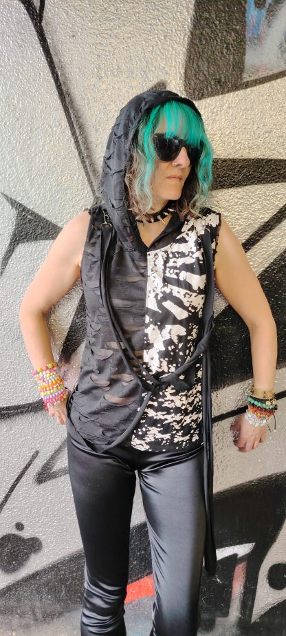 A-Symmetry Hooded Sleeveless Top