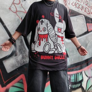 Bunny Dolls Over Sized T-Shirt (Black/White)