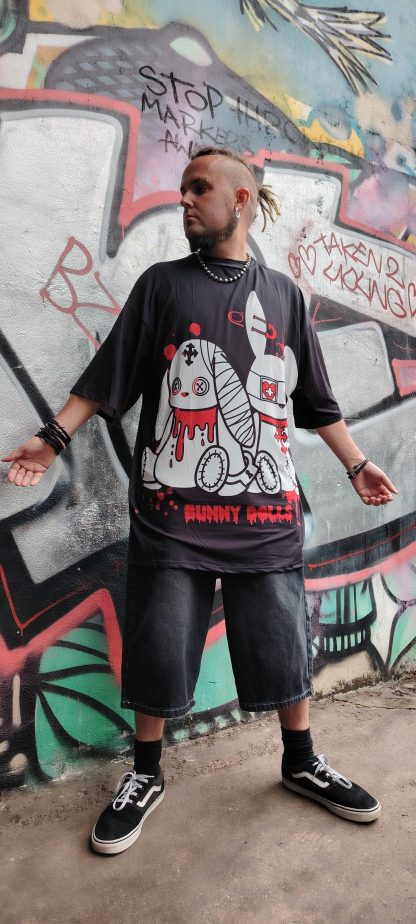 Bunny Dolls Over Sized T-Shirt (Black/White)