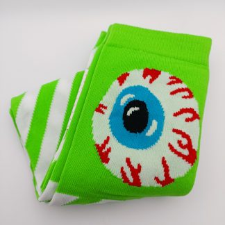 ACDC Rag Green and White Striped Eyeball Knee-High Socks