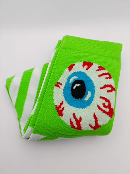 ACDC Rag Green and White Striped Eyeball Knee-High Socks