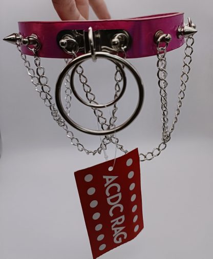 Ring & Chain Choker (Cerise pink)